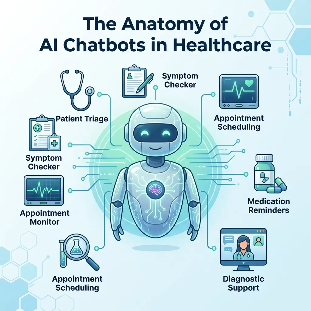 The Anatomy of AI Chatbots in Healthcare